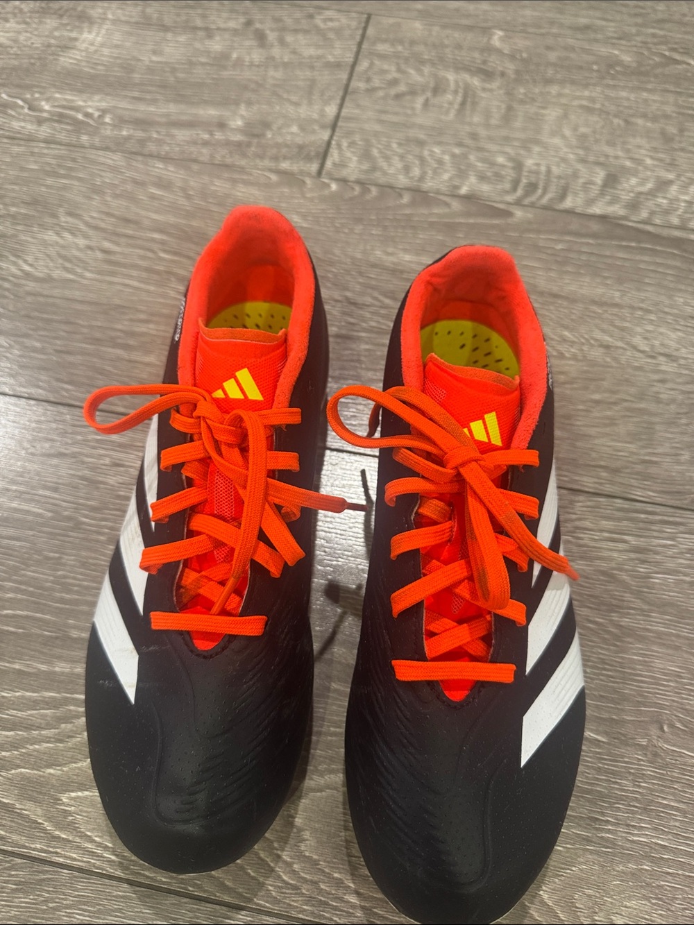 adidas Kids Black Sneakers with Bright Orange Accents